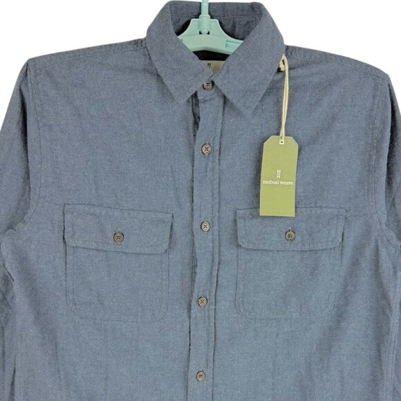 Mutual Weave Men's Long Sleeve Flap Pockets Collared Blue Shirt Size Small NWT - Picture 3 of 10